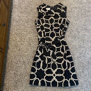 Talbots Black & Gold Chain Print Dress